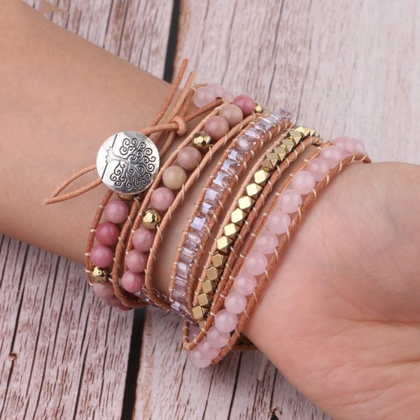 Natural Raw Gemstone Red Woven Bracelet Multi-circle