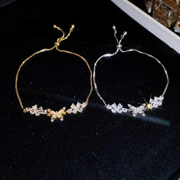 Flower Butterfly Pendant Bracelet For Women