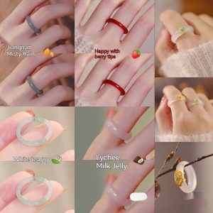 White Tea Qinghuan Colored Glaze Ring