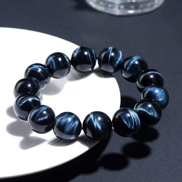 Tiger-eye Blue Bracelet Blue Tiger-shaped Stone Round Beads Sunny Stone Bracelet