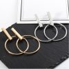 New Alloy Rectangular Sleeve Circle Ear Studs