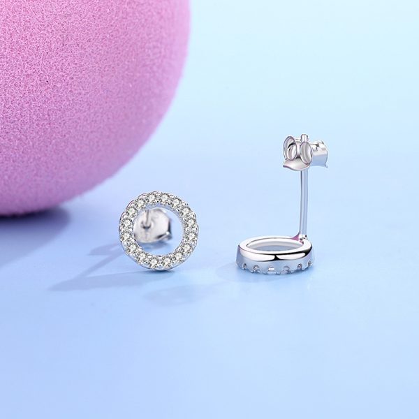S925 Sterling Silver Circle Hollow Stud Earrings