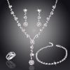 Silver Color Tone Crystal Tennis African Jewelry Set Earri Ng