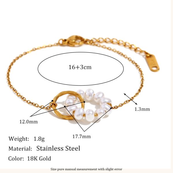 Stainless Steel 18K Gold Plating Double Ring Bracelet
