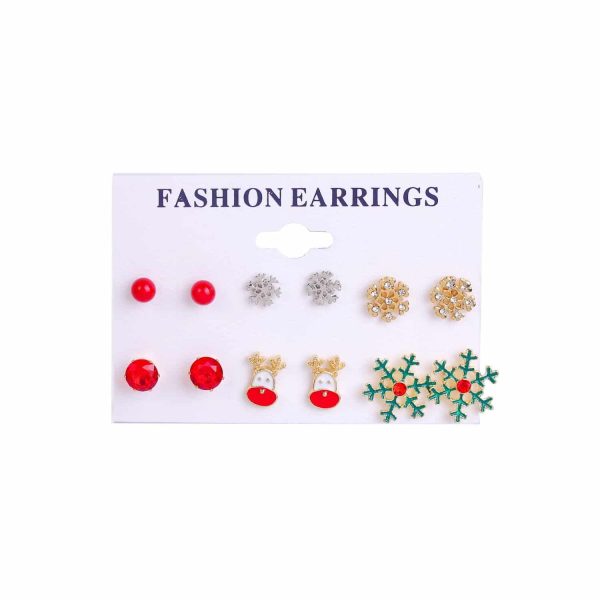 Christmas 6 Pairs Of Christmas Earrings Set Combination