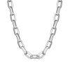 Steel Color Hip Hop Stainless Steel Rectangular Chain Chunky Necklace