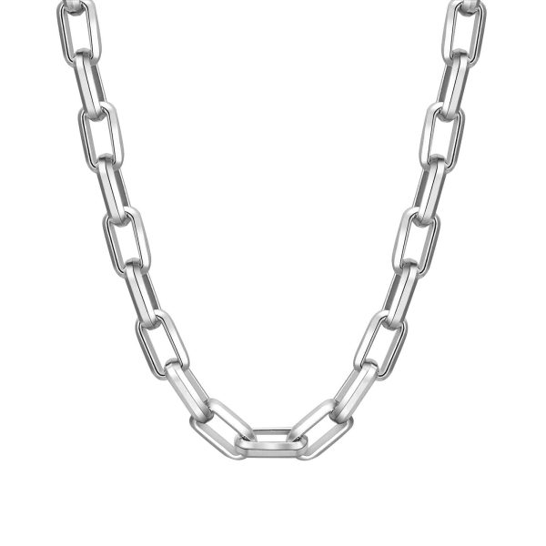 Steel Color Hip Hop Stainless Steel Rectangular Chain Chunky Necklace