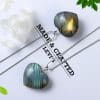 Natural Crystal Stone Silver Chain Heart-shaped Elongated Stone Moonstone Pendant