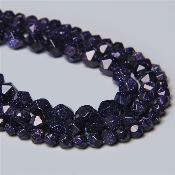 Blue Sand Stone Faceted Loose Beads Cut Corner Blue Sand Stone Golden Sand Stone DIY Fashion Jewelry With Beads