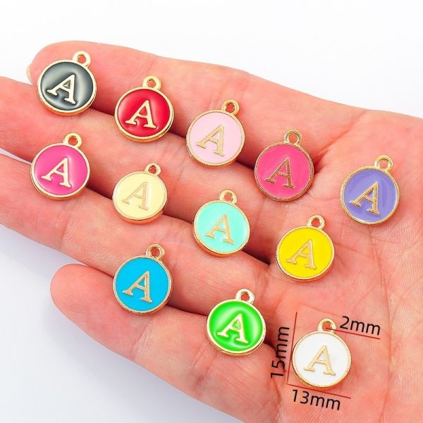 c623418c-938b-410d-add1-43caee8aeabb_trans.jpeg 12 Colors Round Drop Oil English Letter Alloy Pendant DIY Ornament Accessories