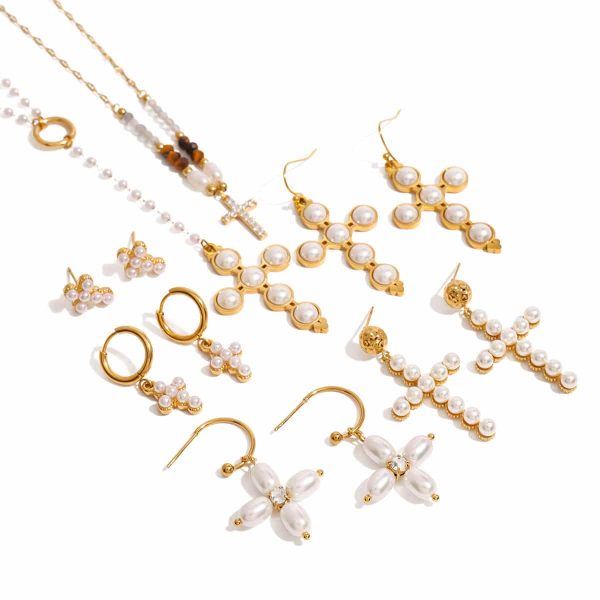 Stainless Steel Cross Shelf Necklace Natural Stone Clavicle Chain