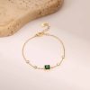 French Elegant Square Zircon Minimalist Titanium Steel Bracelet Does Not Fade