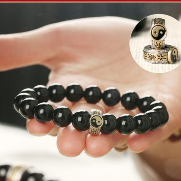 Black Stone Single Ring Bracelet For Men And Women