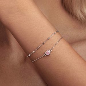 Sweet Girlish 925 Sterling Silver Exquisite Heart-shaped Bracelet