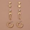 Korean style cold wind geometric set earrings creative metal wild trend temperament ladies earrings earrings