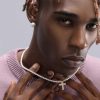 Men's Hip-hop Retro Black Agate Lock Pearl Necklace