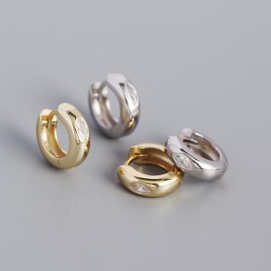 Geometric Circle Horse Eye Zircon Stud Earrings