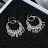 Luxury Diamond Earrings Micro-inlaid Zircon Large Circle Tassel Earrings