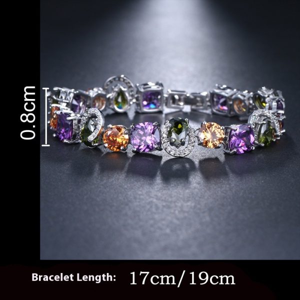 European And American Fashion Bracelet Colorful Crystals White Gold Plated Accessories