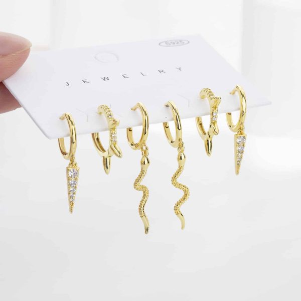 New High Grade Sense Snake-like Earring Set Punk Wind