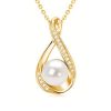 Simulated Pearl Jewelry Diamond Inlaid Clavicle Chain To Give Mom