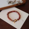 Natural Vanves Stone Tigereye Ebony Single Circle Double Circle Bracelet