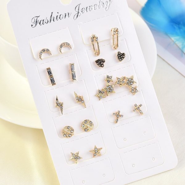 Fashion Simple Alloy Diamond Earring Set