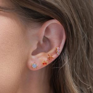 Zircon Earrings 4-piece Set Exquisite And Cute