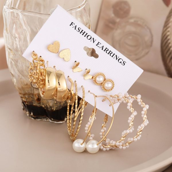 c7d15df6-0145-4260-be71-bb3eb8cb62a9.jpg Women's Jewelry Pearl Butterfly Chain Big Ear Stud Set 9-piece Set