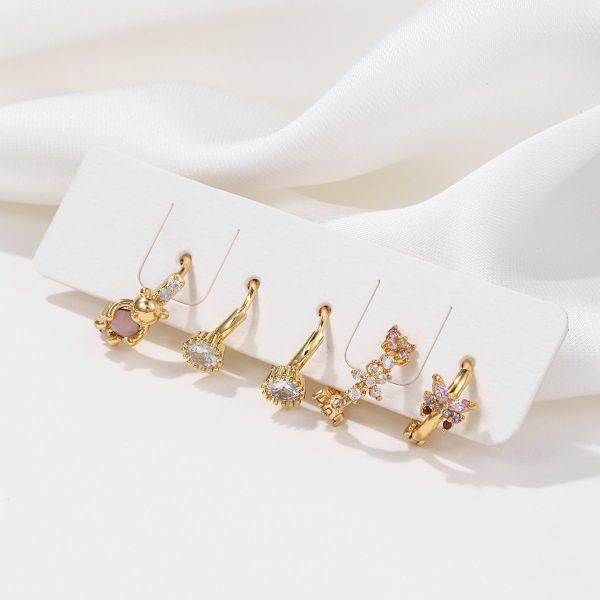 Trendy Earrings Bear Zircon Five-piece Set