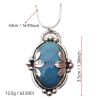 c7f19484-1fd1-421b-943c-8cb3bdcf50ea.jpg Retro Oval Embedded Blue Gem Pendant Personalized Clavicle Chain