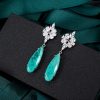 Exquisitely Inlaid Emerald Drop Earrings
