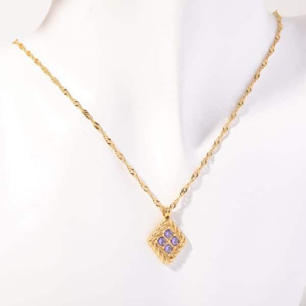 December Birthday Stone Necklace Quadrilateral