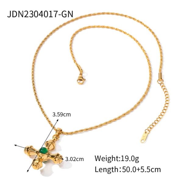 Stainless Steel Cross Shelf Necklace Natural Stone Clavicle Chain