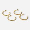Stainless Steel Set Colored Zircon Earrings