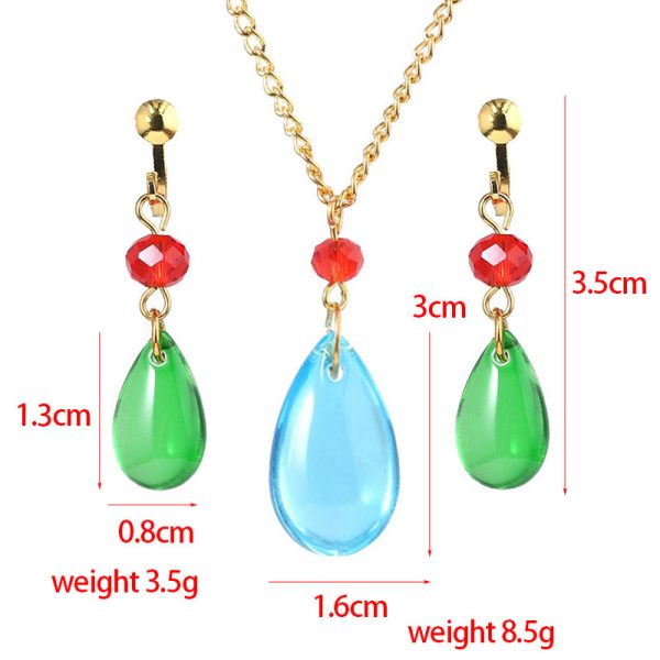 Anime Howl's Moving Castle Water Drop Resin Earrings Necklace Jewelry Set