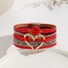 Leather Cord Bracelet Bohemian Multi-layer Rough Stone Love Jewelry For Girls