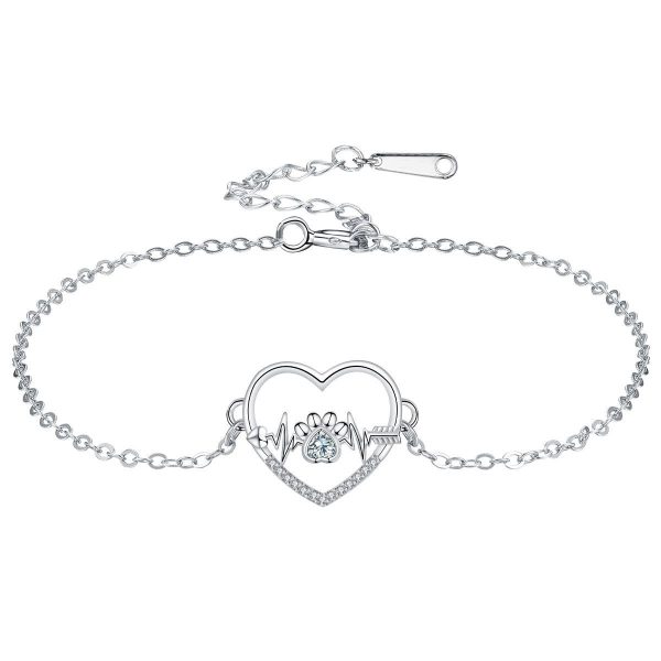 European And American Cat Footprints Bracelet High Sense Female With Hearts Dog Paw Bracelet Female