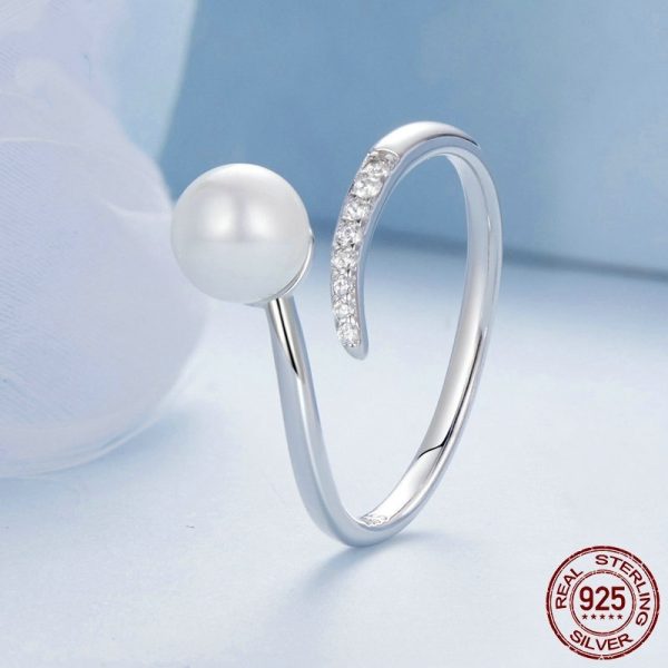 Elegant Shell Pearls Ring S925 Sterling Silver Opening Adjustable
