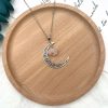 Moon Natural Stone Crystal Necklace Female Personality Retro Jewelry