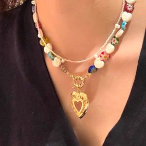 Natural Freshwater Pearl Heart Necklace Women's Bohemian Style