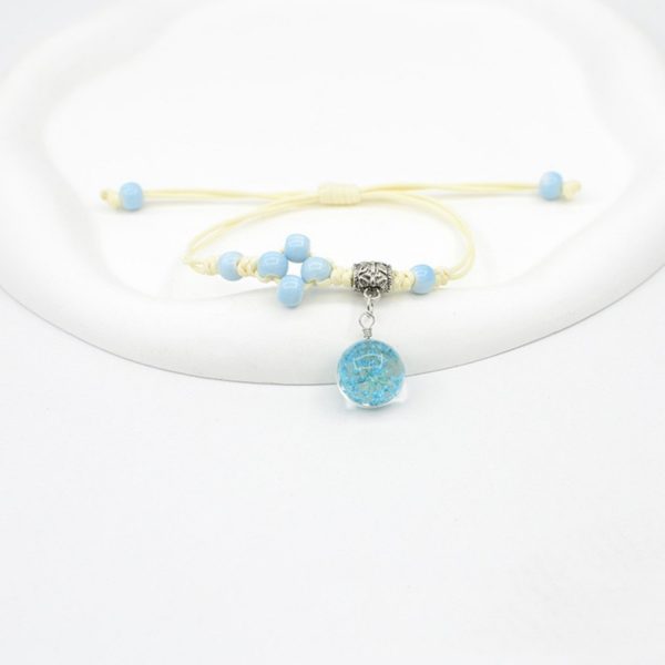 Glass Dried Flower Bracelet Real Flower Lace Flower