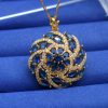 Spiral Design Color Zircon Pendant Necklace Light Luxury