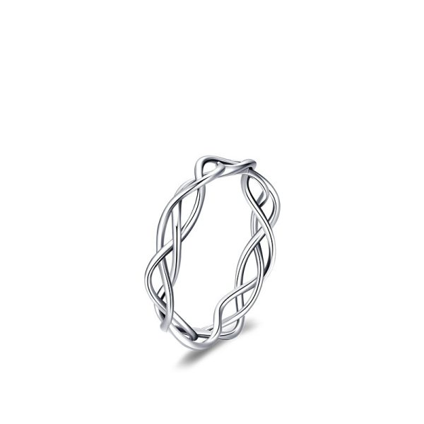 S925 Sterling Silver Irregular Line Hollow Ring For Women