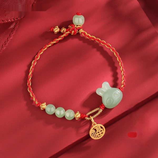Fashion Blessing Card Rabbit Red Rope Bracelet