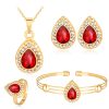 Necklace Set Exquisite Alloy Multi-color Water Drop Necklace Earrings Jewelry Four-piece Set