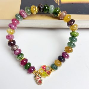 Colorful Tourmaline Abacus Beads Jade Bracelet