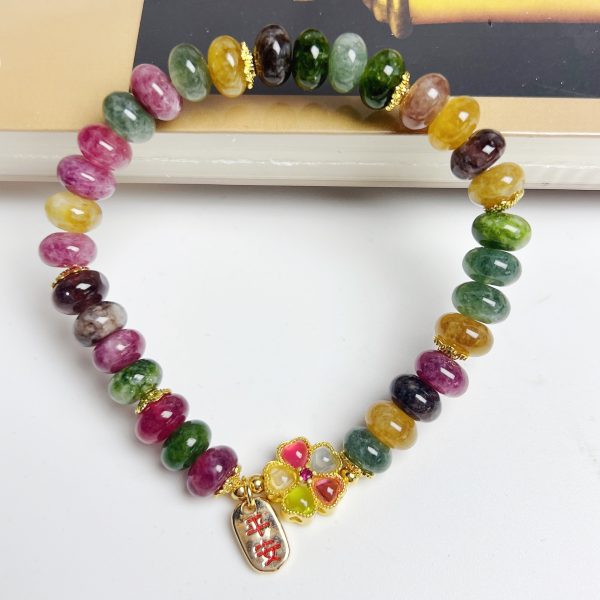 Colorful Tourmaline Abacus Beads Jade Bracelet