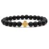 Agate Jewelry Tigereye Matte Stone Black Magnet Cross Bracelet