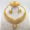 European And American Jewelry Hot-selling 24k Gold Alloy Jewelry Set Necklace Bracelet Ring Earrings Four-piece Set